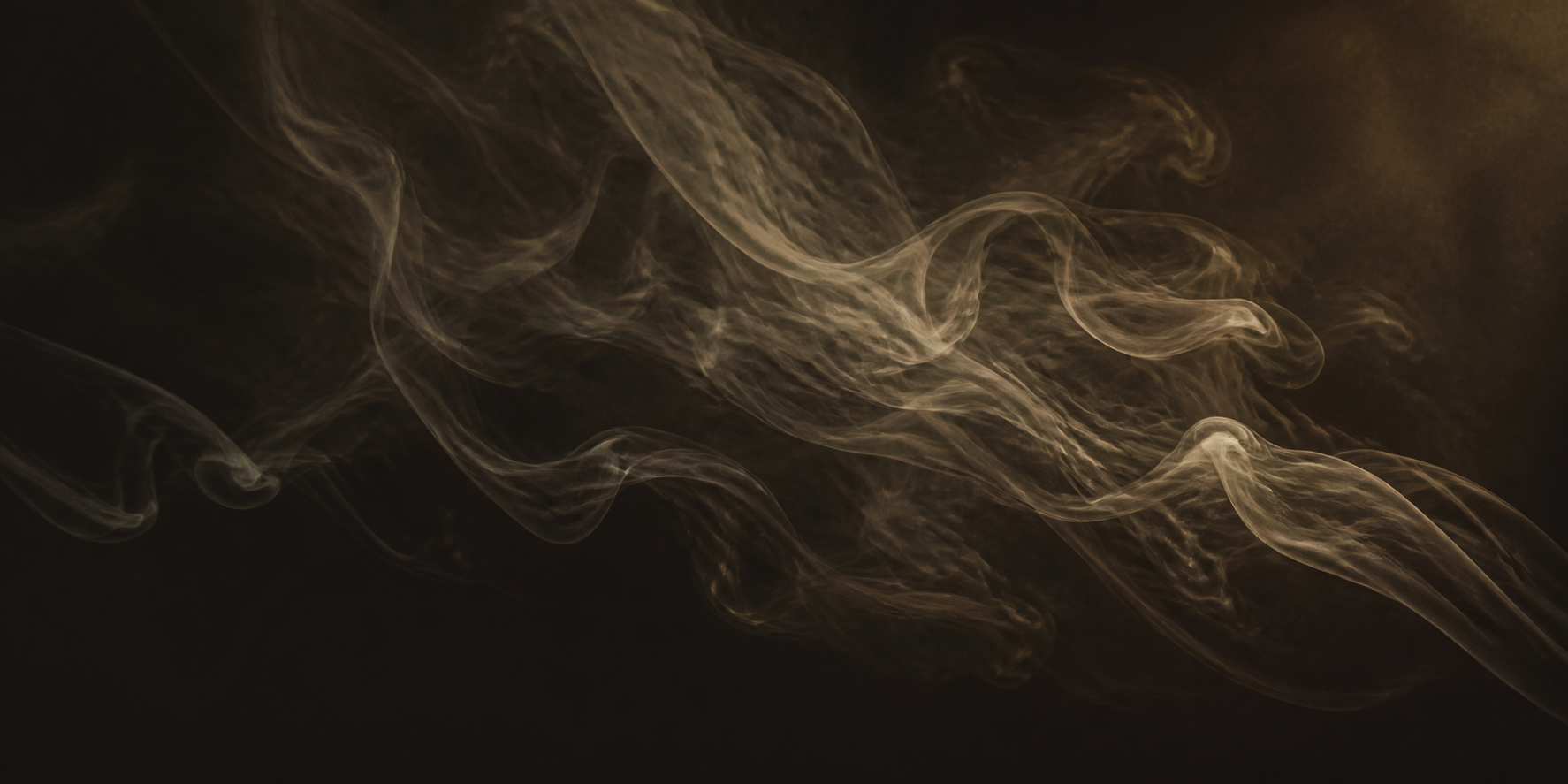 Pale wisps of cigar smoke curling and disappearing across a dark brown background